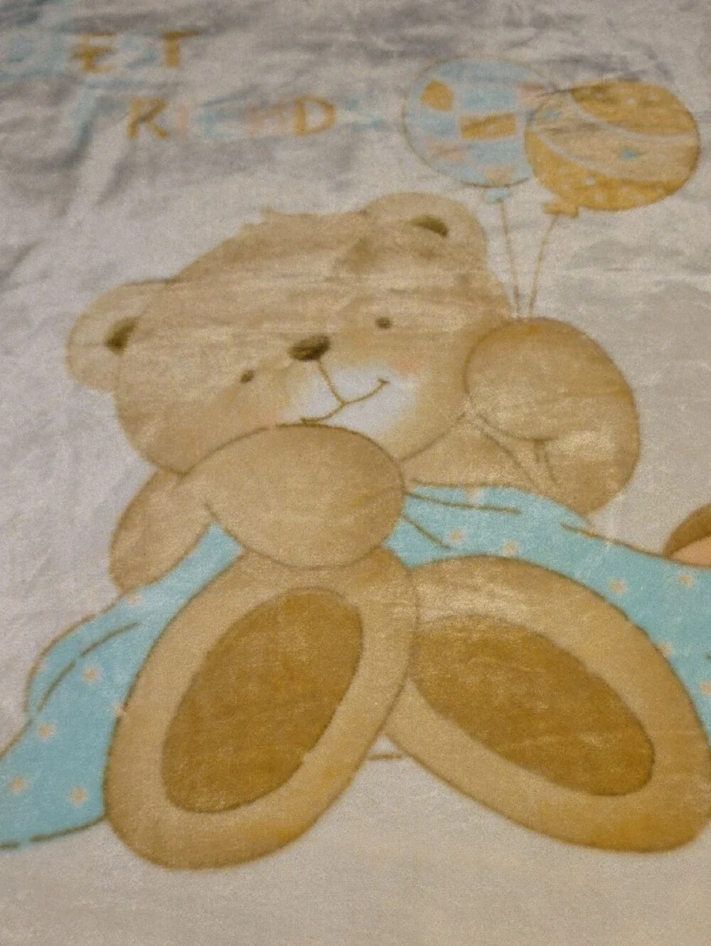 Plush Teddy Bear Baby Throw - Cream & Yellow